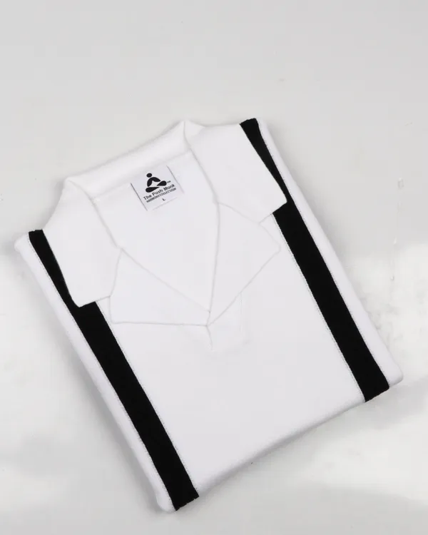 White_Cotton_Retro_Striped_Flat_Knit_Polo_T-Shirt_For_Men