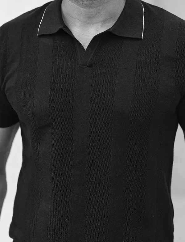 Black_Textured_Flat_Knit_Polo_T_Shirt