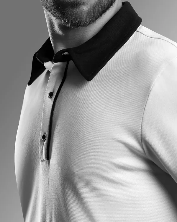 White_Polyester_Buttoned_Performance_Polo_T-Shirt_For_Men