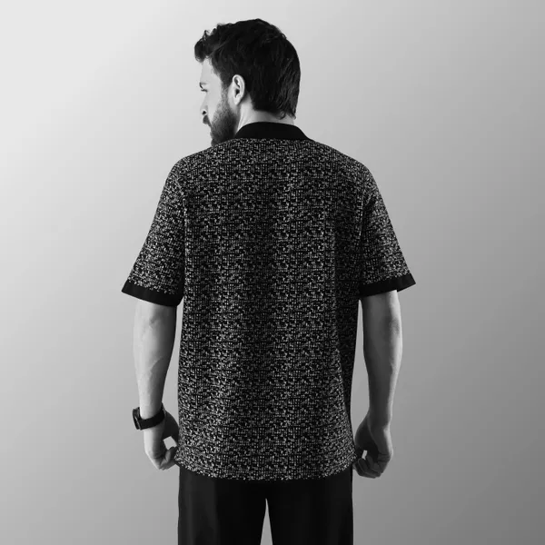 Black_Cotton_Mosaic_Flat_Knit_Half_Sleeve_Shirt_For_Men