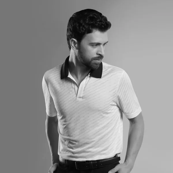 White_Polyester_Black_Collar_Textured_Performance_Polo_T-Shirt_For_Men