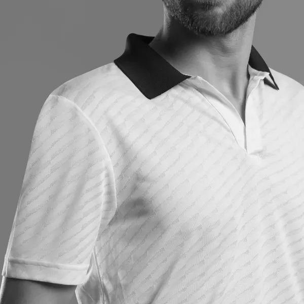 White_Polyester_Black_Collar_Textured_Performance_Polo_T-Shirt_For_Men