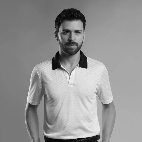 White_Polyester_Black_Collar_Textured_Performance_Polo_T-Shirt_For_Men