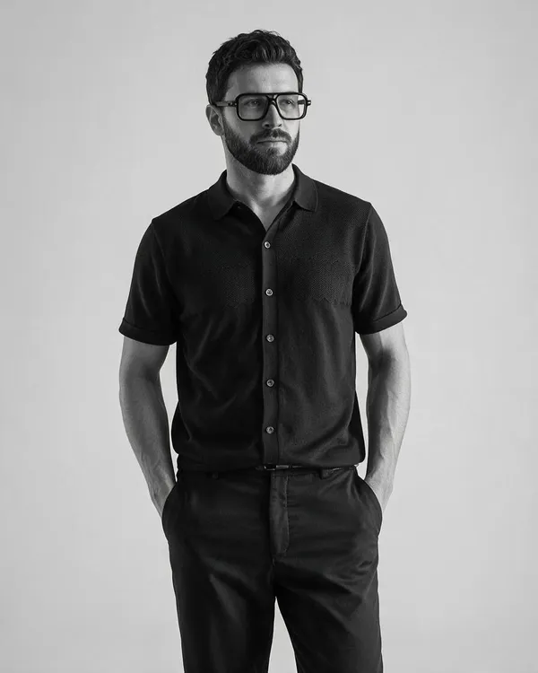 Black_Cotton_Chevron_Flat_Knit_Half_Sleeve_T-Shirt_For_Men