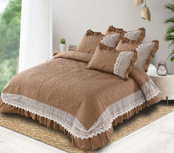 Brown_Cotton_Lace_Bed_Cover_For_Bedroom