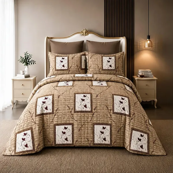 Beige_Cotton_Super_King_Double_Bedsheet_For_Bedroom