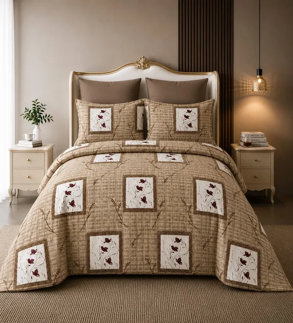 Beige_Cotton_Super_King_Double_Bedsheet_For_Bedroom
