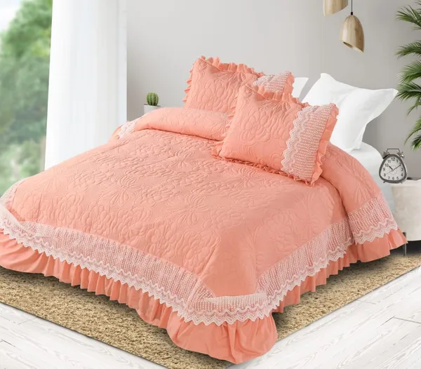 Peach_Cotton_Lace_Bed_Cover_For_Bedroom