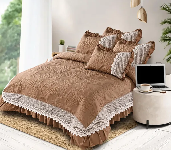 Brown_Cotton_Lace_Bed_Cover_For_Bedroom