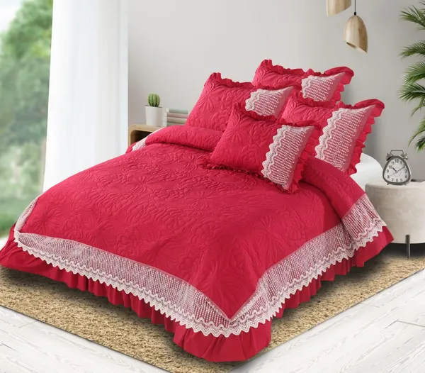 Red_Cotton_Lace_Bed_Cover_For_Bedroom