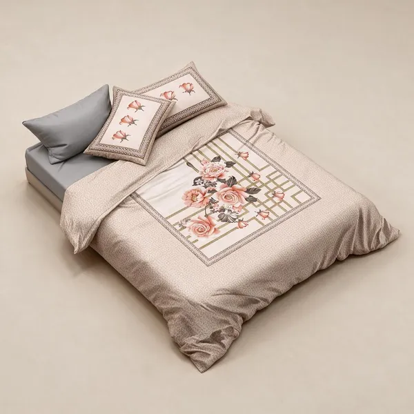 Beige_Cotton_Super_King_Double_Bedsheet_For_Bedroom