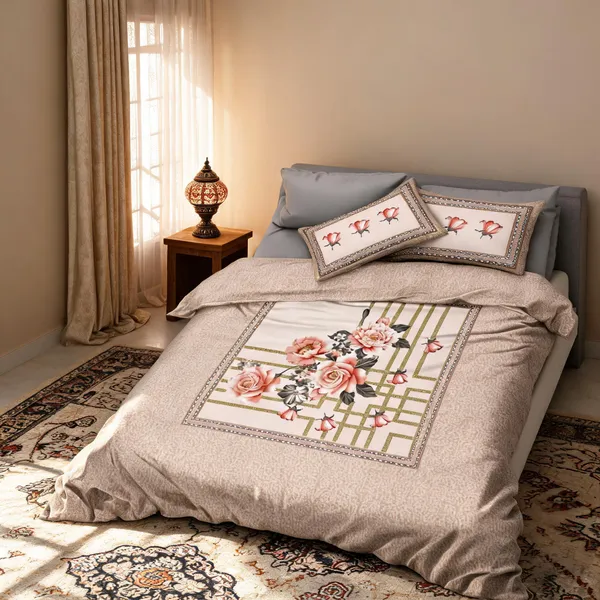 Beige_Cotton_Super_King_Double_Bedsheet_For_Bedroom