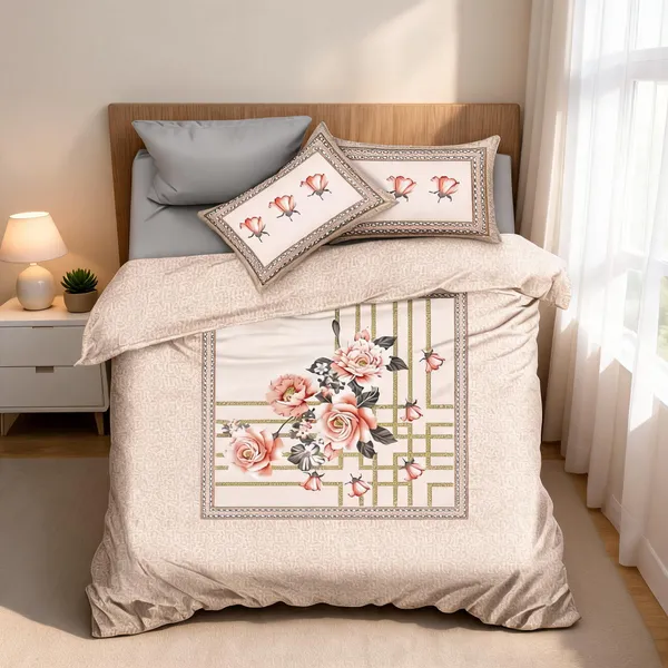 Beige_Cotton_Super_King_Double_Bedsheet_For_Bedroom