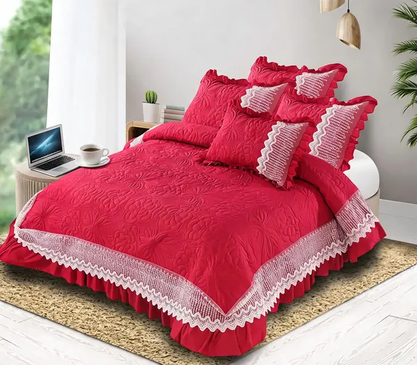Red_Cotton_Lace_Bed_Cover_For_Bedroom