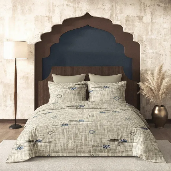 Beige_Cotton_Super_King_Double_Bedsheet_For_Bedroom