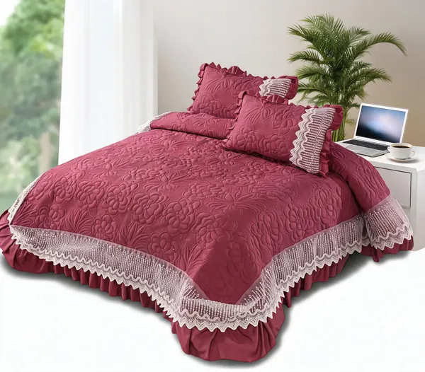 Burgundy_Cotton_Lace_Bed_Cover_For_Bedroom