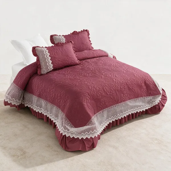 Burgundy_Cotton_Lace_Bed_Cover_For_Bedroom