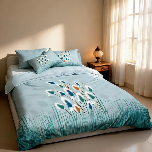 Light_Blue_Cotton_Super_King_Double_Bedsheet_For_Bedroom