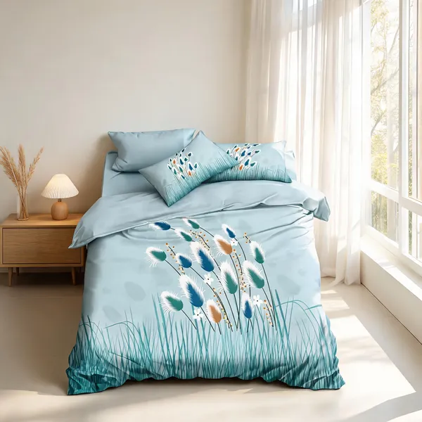 Light_Blue_Cotton_Super_King_Double_Bedsheet_For_Bedroom