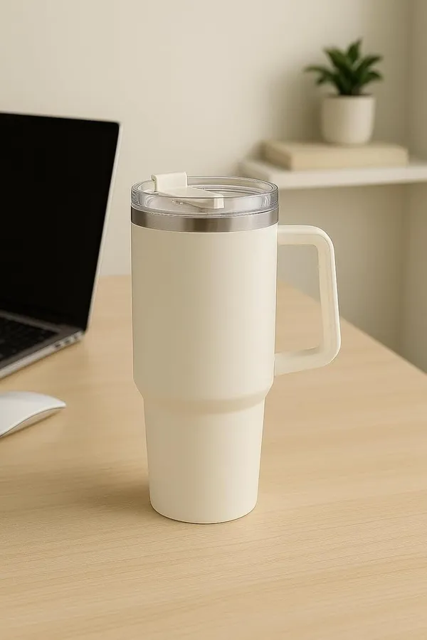 White_Stainless_Steel_Travel_Tumbler_With_Straw