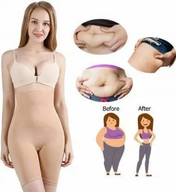 Beige_Stretch_Tummy_Control_Shapewear_Bodysuit_For_Women