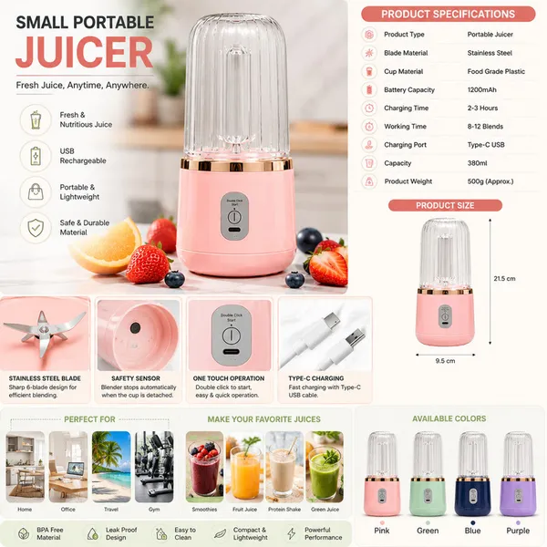 Pink_Portable_USB_Rechargeable_Blender