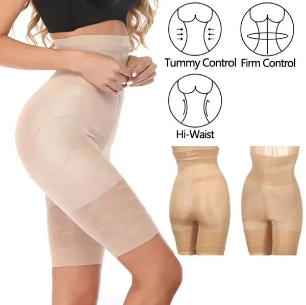 Beige_Stretch_Tummy_Control_Shapewear_Bodysuit_For_Women