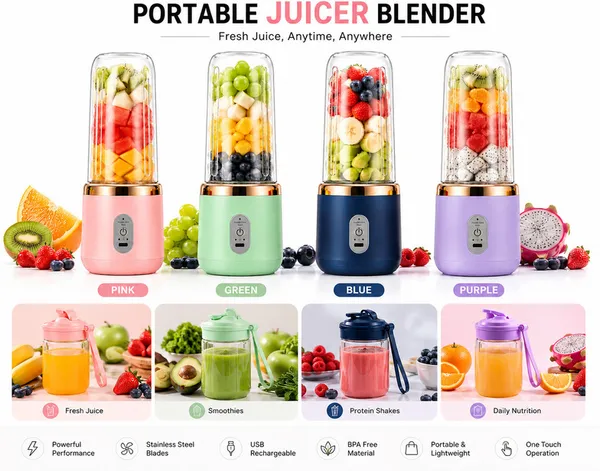 Pink_Portable_USB_Rechargeable_Blender