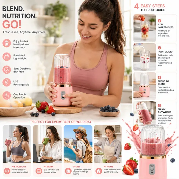 Pink_Portable_USB_Rechargeable_Blender
