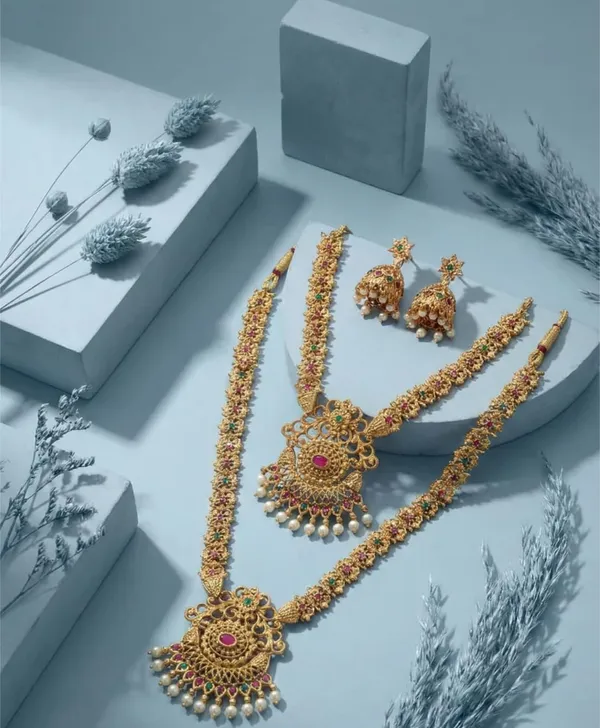Temple_Necklace_Set_With_Jhumka_Earrings