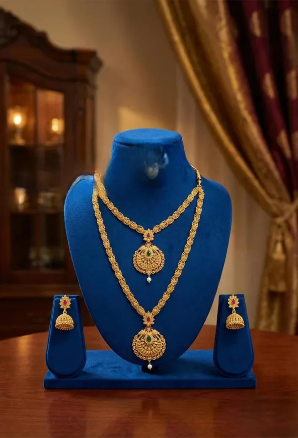 Temple_Necklace_Set_With_Jhumka_Earrings