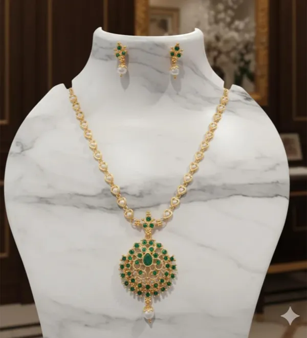 Temple_Stone_Pearl_Necklace_And_Earrings_Set