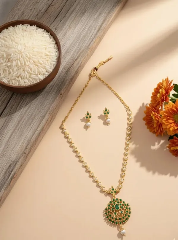 Temple_Stone_Pearl_Necklace_And_Earrings_Set