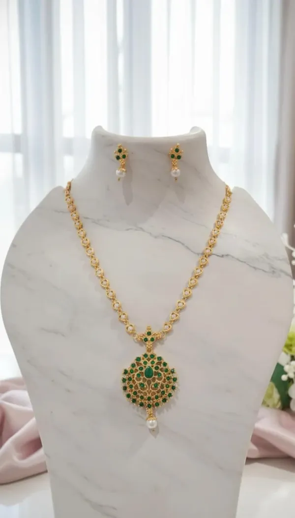 Temple_Stone_Pearl_Necklace_And_Earrings_Set