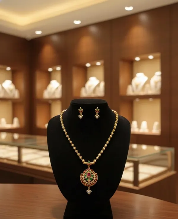 Pearl_Chain_Necklace_Set_With_Pendant_And_Earrings