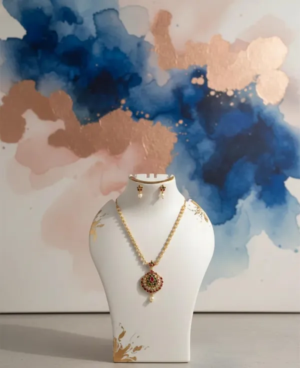 Pearl_Chain_Necklace_Set_With_Pendant_And_Earrings