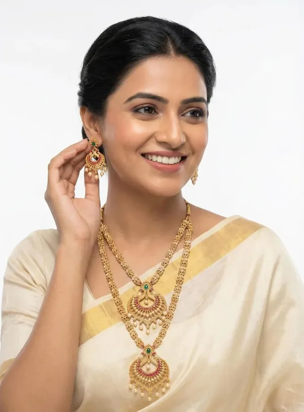 Semi_Bridal_Jewellery_Set_With_Necklace_And_Earrings