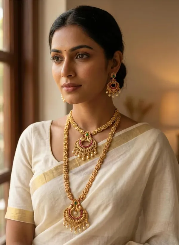 Semi_Bridal_Jewellery_Set_With_Necklace_And_Earrings