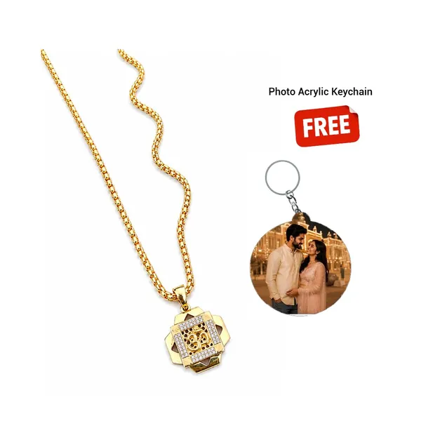 Om_Gold_Plated_Pendant_With_Chain