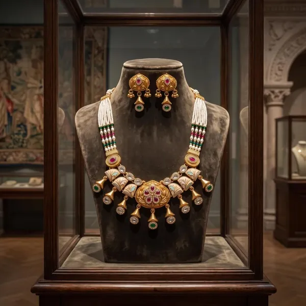 Kundan_Pearl_Choker_Necklace_Set_With_Earrings