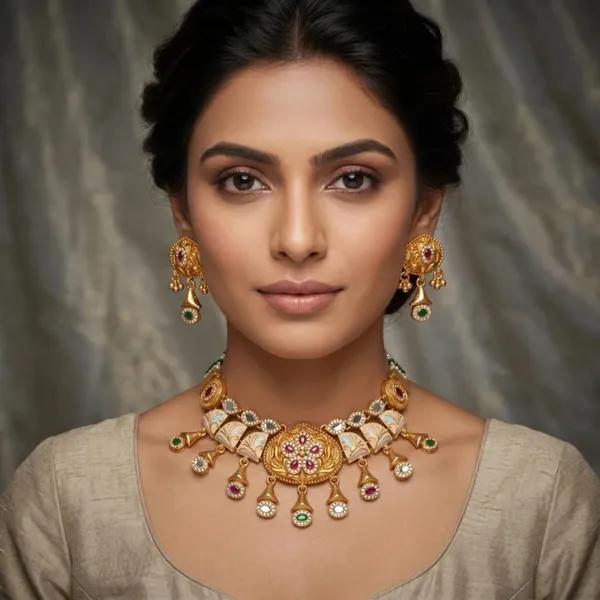 Kundan_Pearl_Choker_Necklace_Set_With_Earrings
