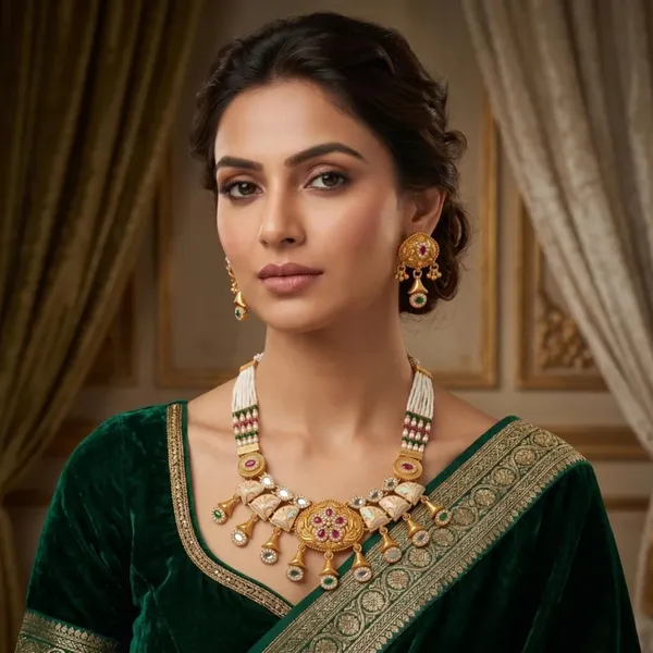 Kundan_Pearl_Choker_Necklace_Set_With_Earrings