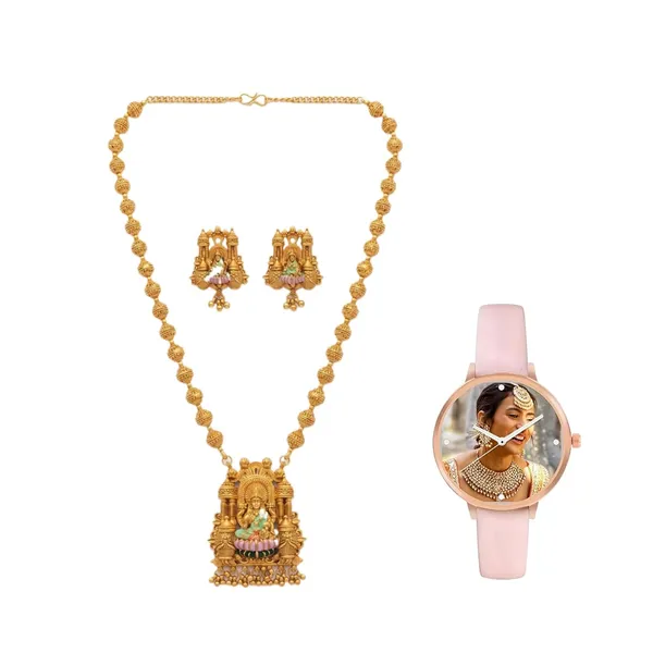 Temple_Necklace_Jewellery_Set_With_Pendant_And_Jhumka_Earrings