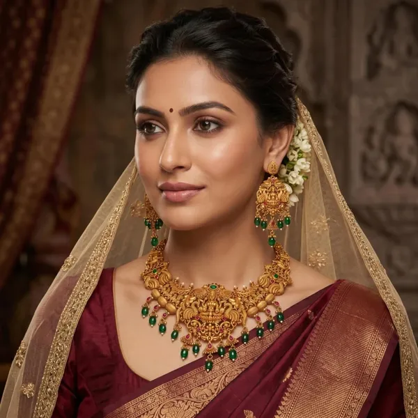 Temple_Long_Necklace_Jewellery_Set_With_Pendant_And_Jhumka_Earrings