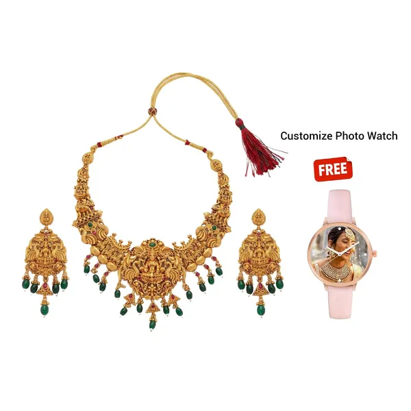 Temple_Long_Necklace_Jewellery_Set_With_Pendant_And_Jhumka_Earrings