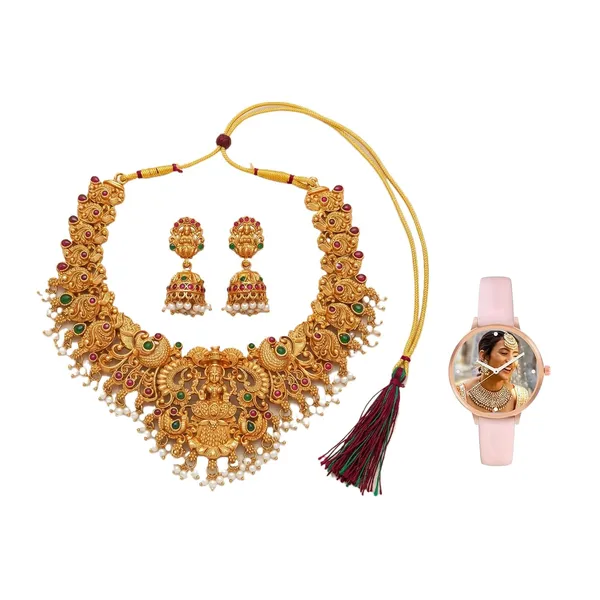Goddess_Laxmi_Temple_Necklace_Jewellery_Set_With_Jhumka_Earrings