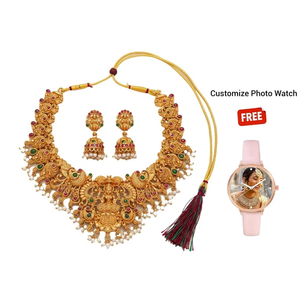 Goddess_Laxmi_Temple_Necklace_Jewellery_Set_With_Jhumka_Earrings