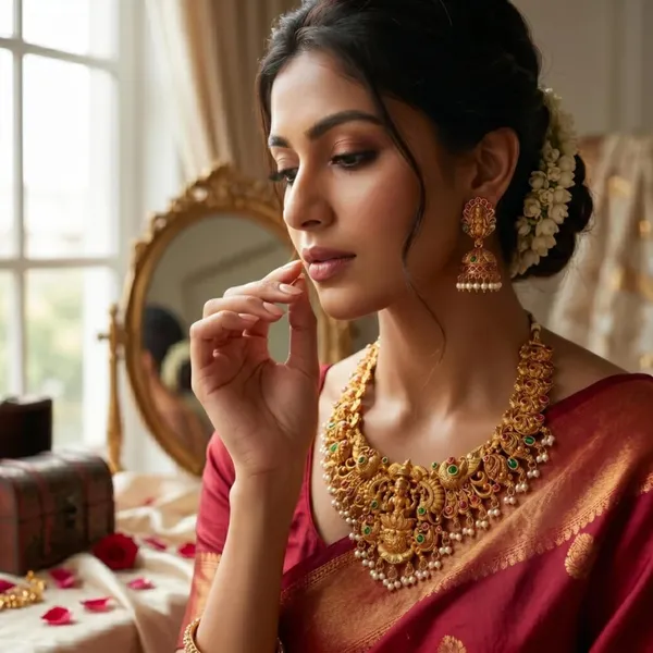 Goddess_Laxmi_Temple_Necklace_Jewellery_Set_With_Jhumka_Earrings