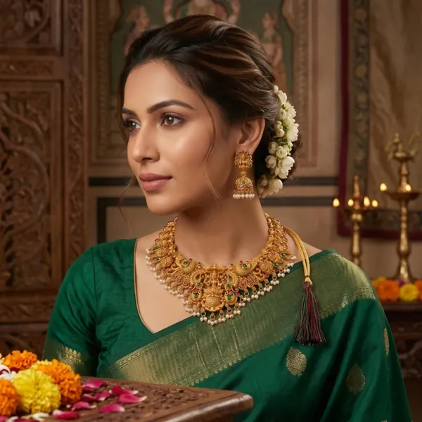 Goddess_Laxmi_Temple_Necklace_Jewellery_Set_With_Jhumka_Earrings