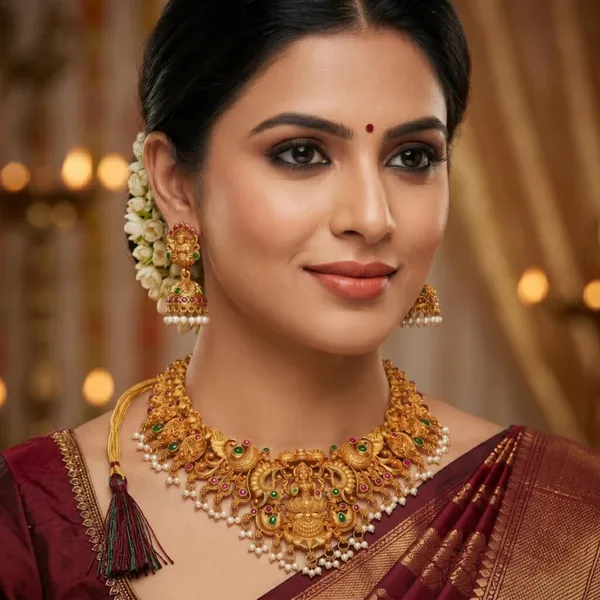 Goddess_Laxmi_Temple_Necklace_Jewellery_Set_With_Jhumka_Earrings